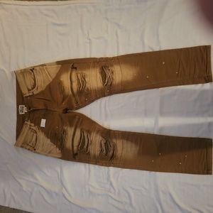 Mens destroyed "Smoke rise" moto jeans